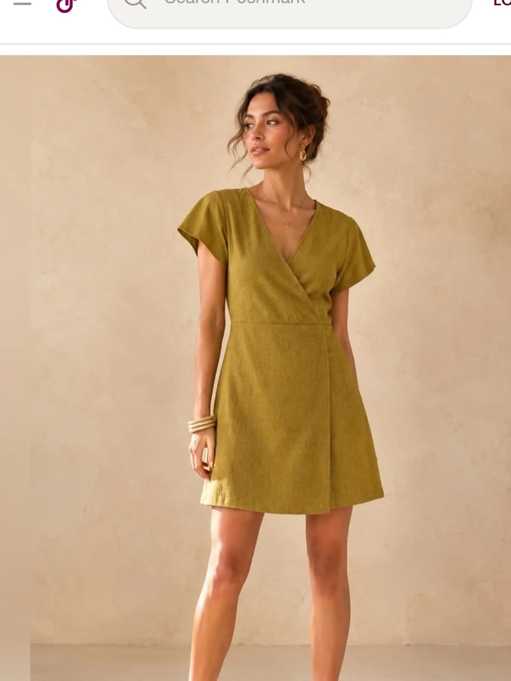 Olive Wrap-Style Short Dress - Madewell M